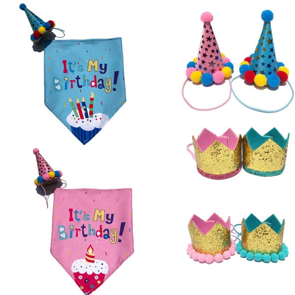 Pet Girl Boy Birthday Bandana and Hat